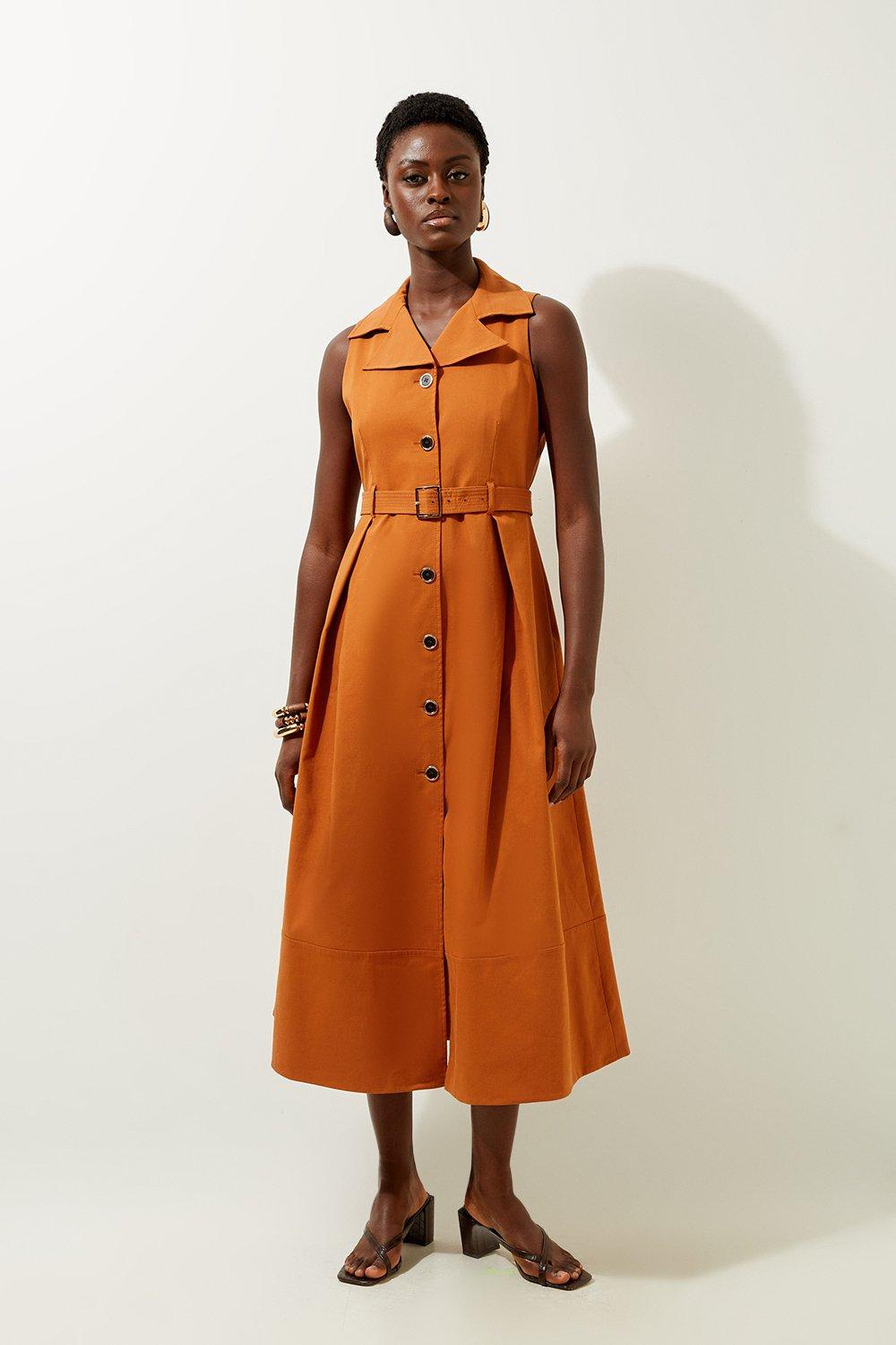 Tailored Cotton Double Breasted Storm Flap Detail Midi Shirt Tailored Cotton Double Breasted Storm Flap Detail Midi Shirt